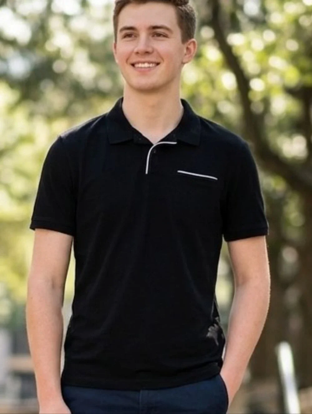 Banana Republic Luxury Performance Polo Shirt Black Size Large
